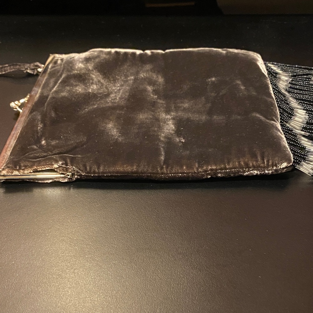 Elegant Vintage Black Velvet Fringe Saks Fifth Avenue  Vintage Evening Bag - Picture 10 of 15